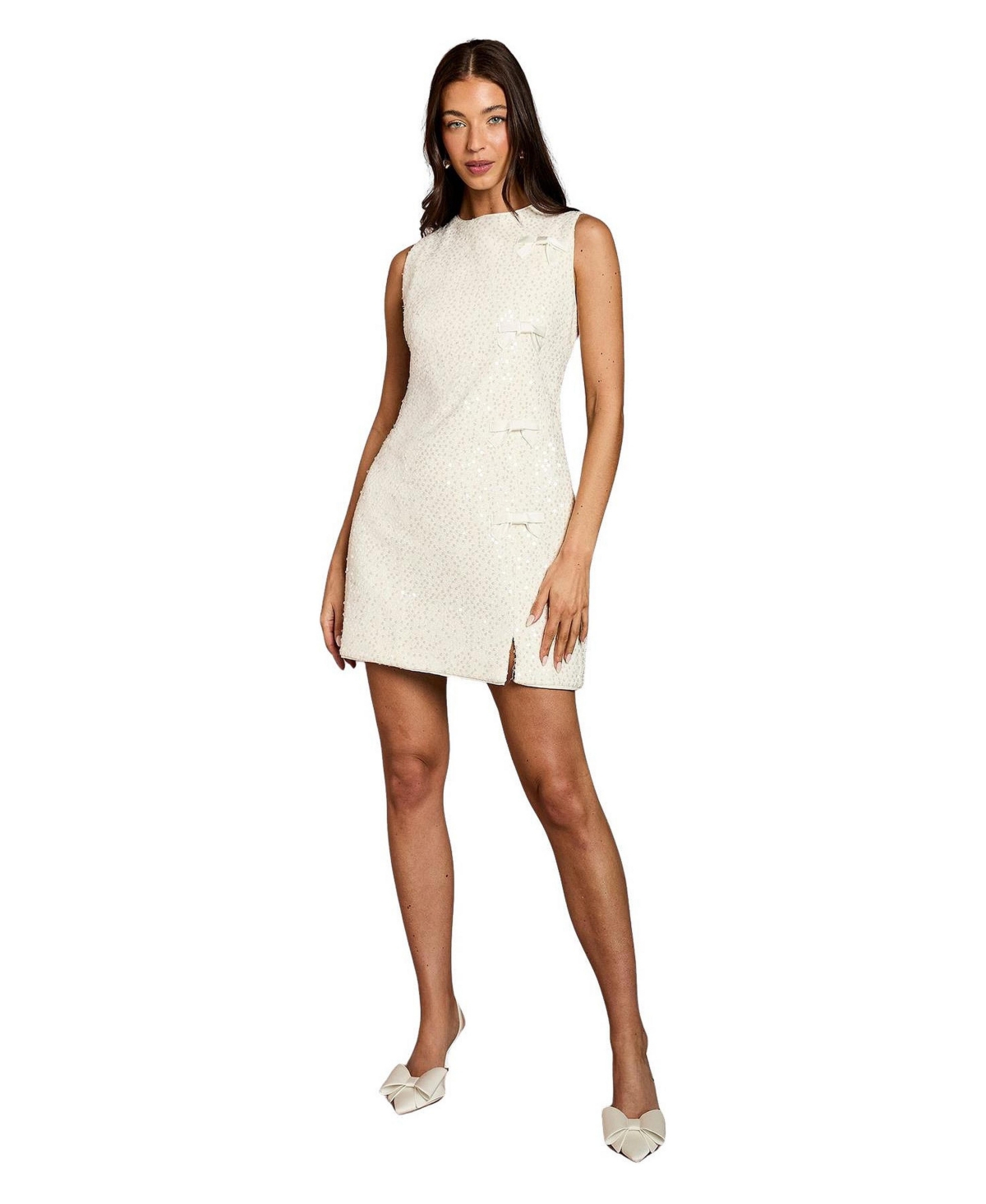 Coast Women’s Sequin Bow Detail Mini Shift Dress – Ivory
