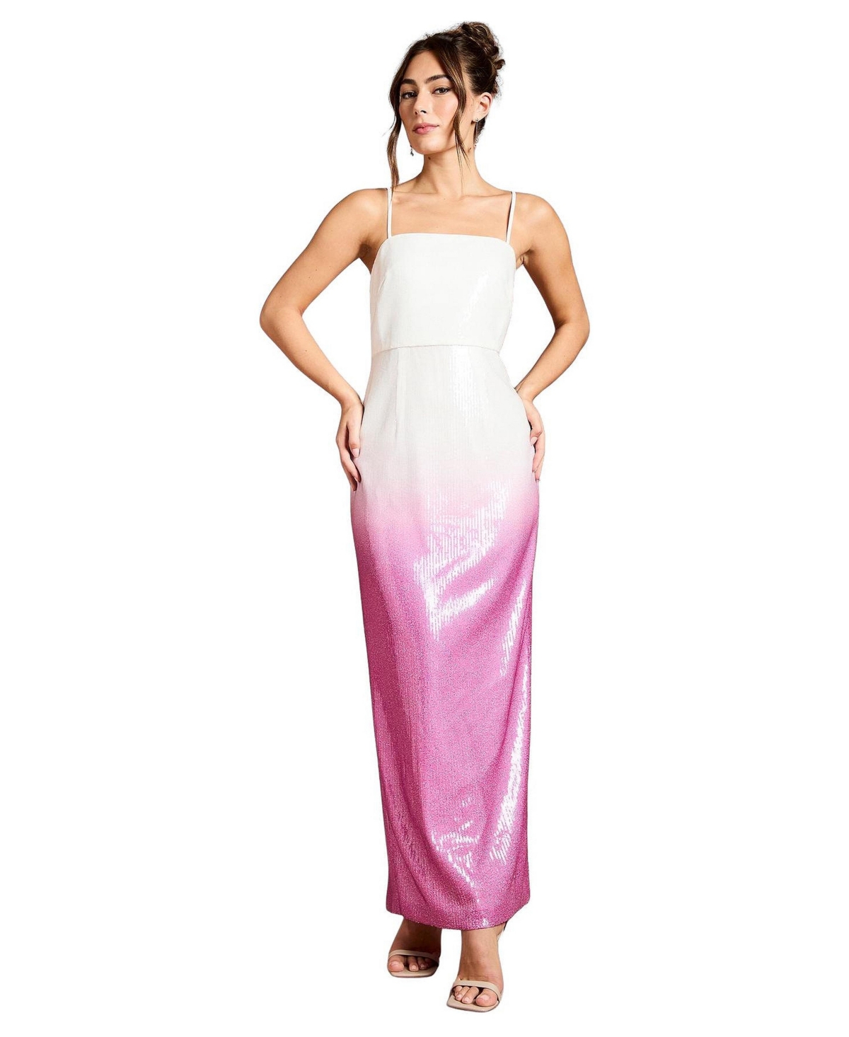 Coast Women’s Sequin Square Neck Maxi Dress – Pink