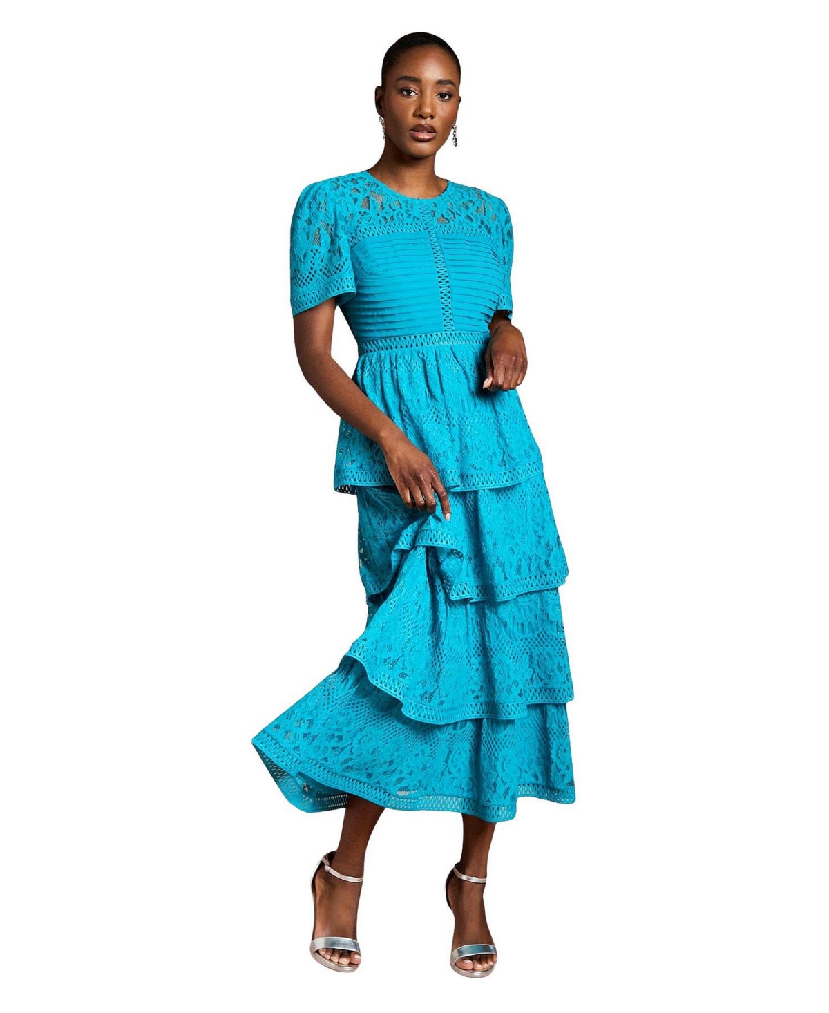 Coast Women’s Tiered Lace Midi Dress – Teal Coast Women’s Tiered Lace Midi Dress – Teal