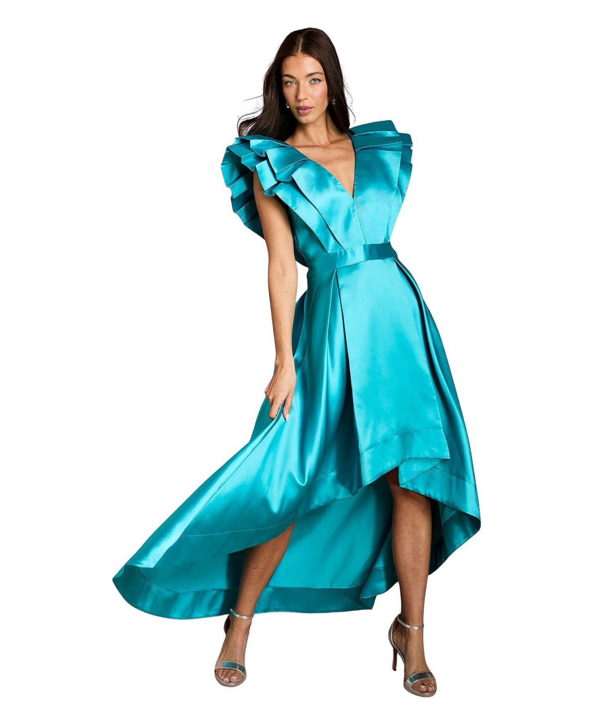 Coast Women’s V-Neck High Low Midi Dress – Teal Coast Women’s V-Neck High Low Midi Dress – Teal