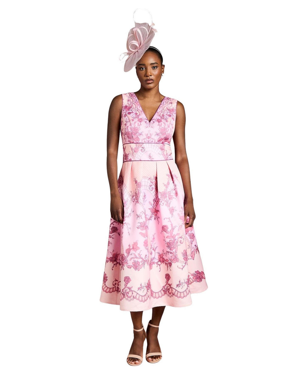 Coast Women’s V-Neck Satin Floral Print Midi Dress – Coral Coast Women’s V-Neck Satin Floral Print Midi Dress – Coral