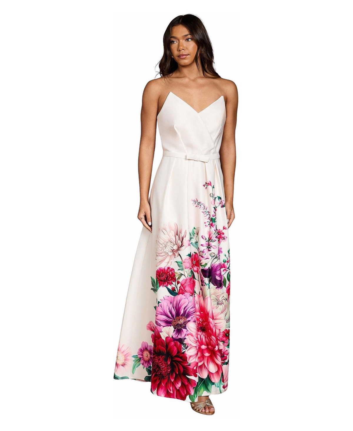 Coast Women’s Wired Bandeau Border Print Maxi Dress – Ivory