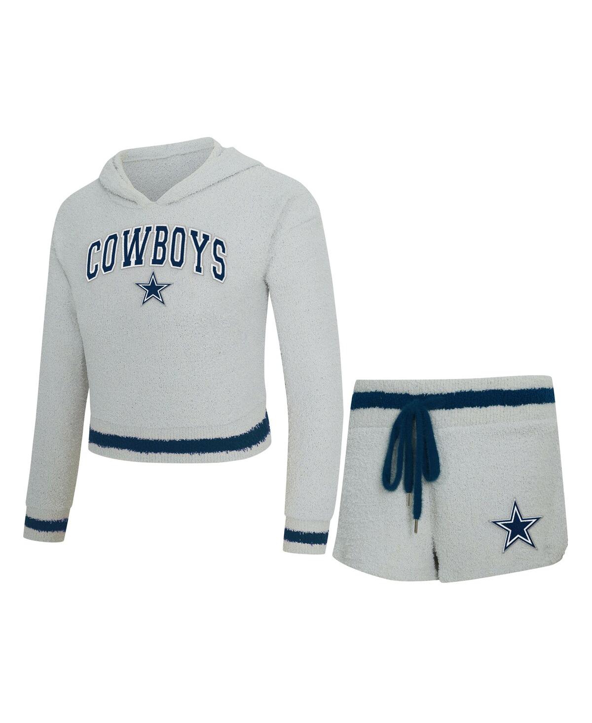 Concepts Sport Women’s 2-Piece Gray Dallas Cowboys Whitley Long Sleeve Hoodie Top and Shorts set – Gray