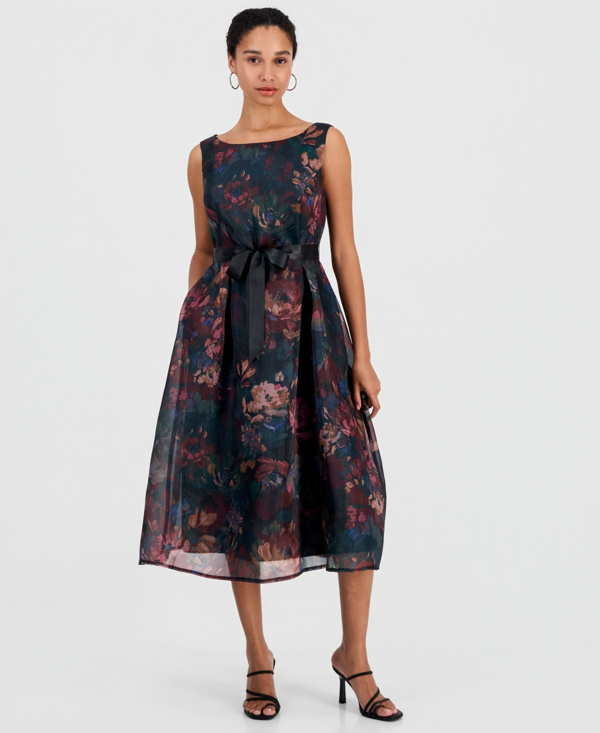 Connected Women’s Floral-Print A-Line Midi Organza Dress – HUNTER Connected Women’s Floral-Print A-Line Midi Organza Dress – HUNTER
