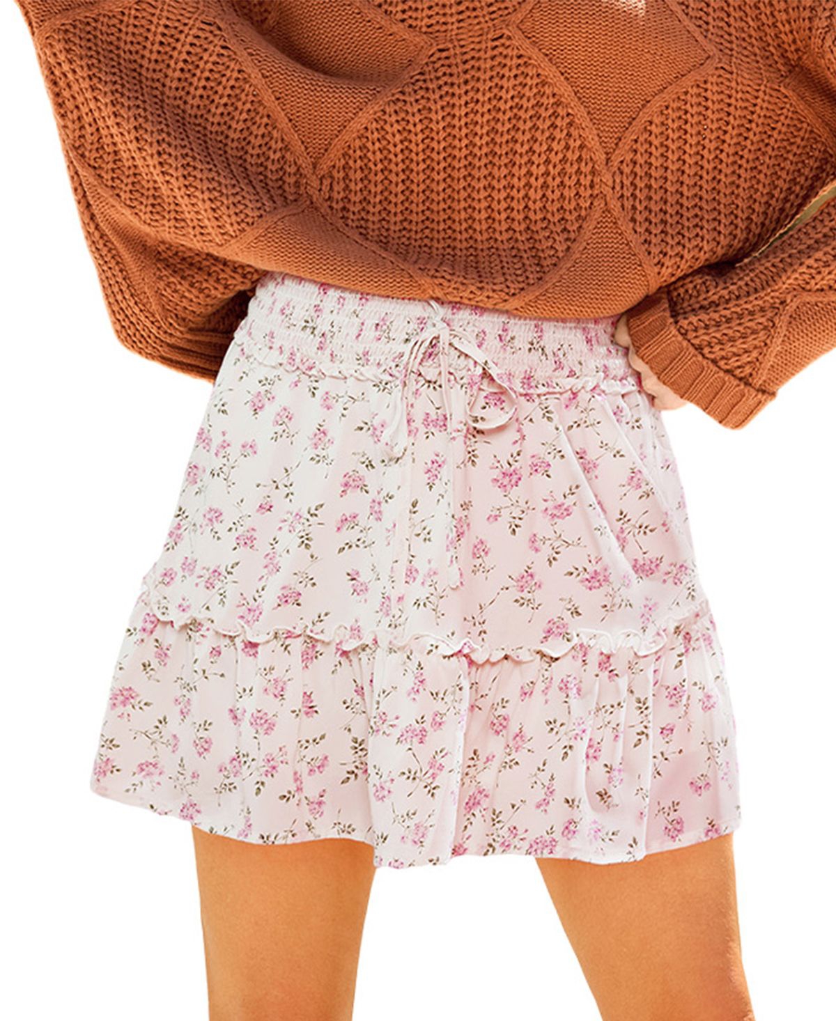 Cupshe Women’s Dainty Bouquet Floral Mini Skirt – White Cupshe Women’s Dainty Bouquet Floral Mini Skirt – White