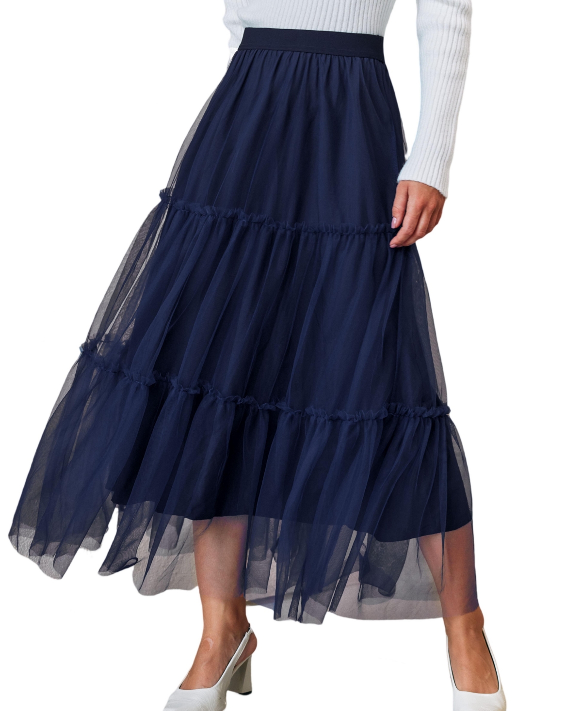 Cupshe Women’s On the Scene Maxi Skirt – Dark blue