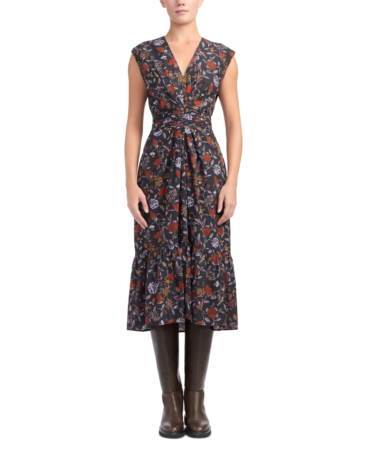 Derek Lam 10 Crosby Women’s Eloria Floral A-Line V-Neck Midi Dress – Blue Pomegranate Vines Derek Lam 10 Crosby Women’s Eloria Floral A-Line V-Neck Midi Dress – Blue Pomegranate Vines