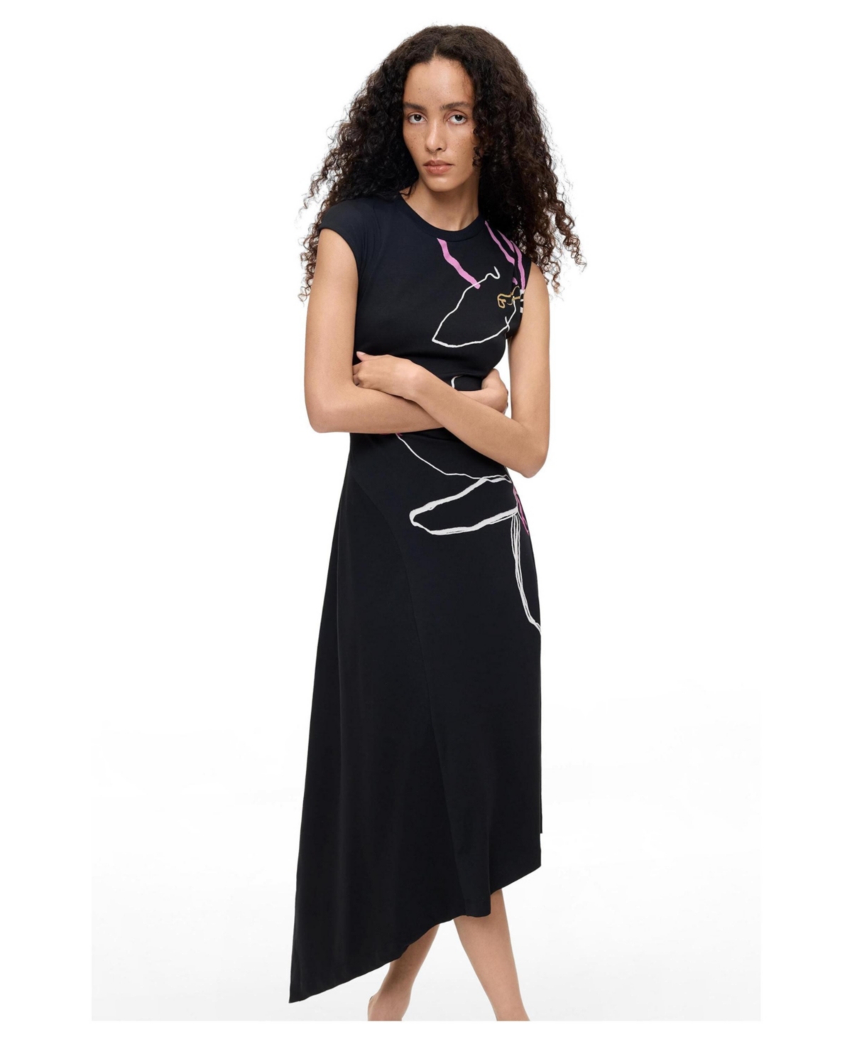 Desigual Women’s Asymmetric Floral Dress – Black Desigual Women’s Asymmetric Floral Dress – Black