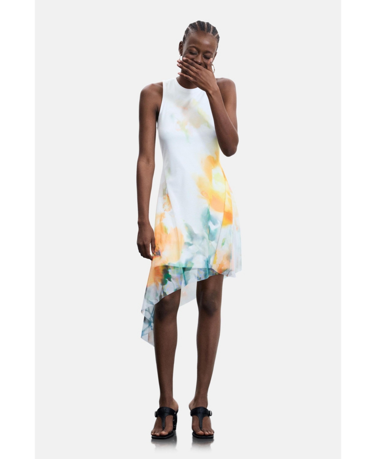 Desigual Women’s Asymmetric sleeveless dress – White