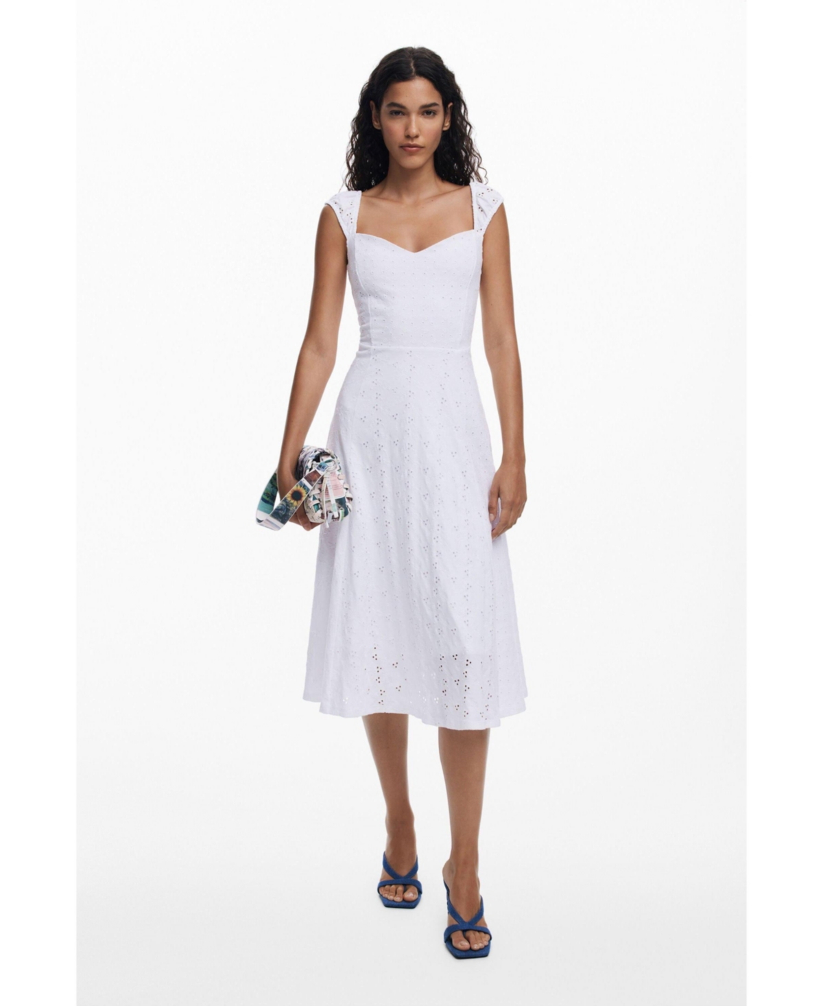 Desigual Women’s Embroidered midi dress – White Desigual Women’s Embroidered midi dress – White