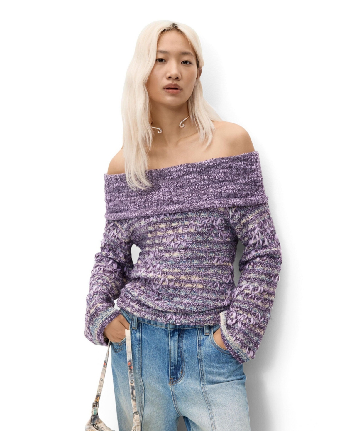 Desigual Women’s Fine knit sweater – Purple Desigual Women’s Fine knit sweater – Purple