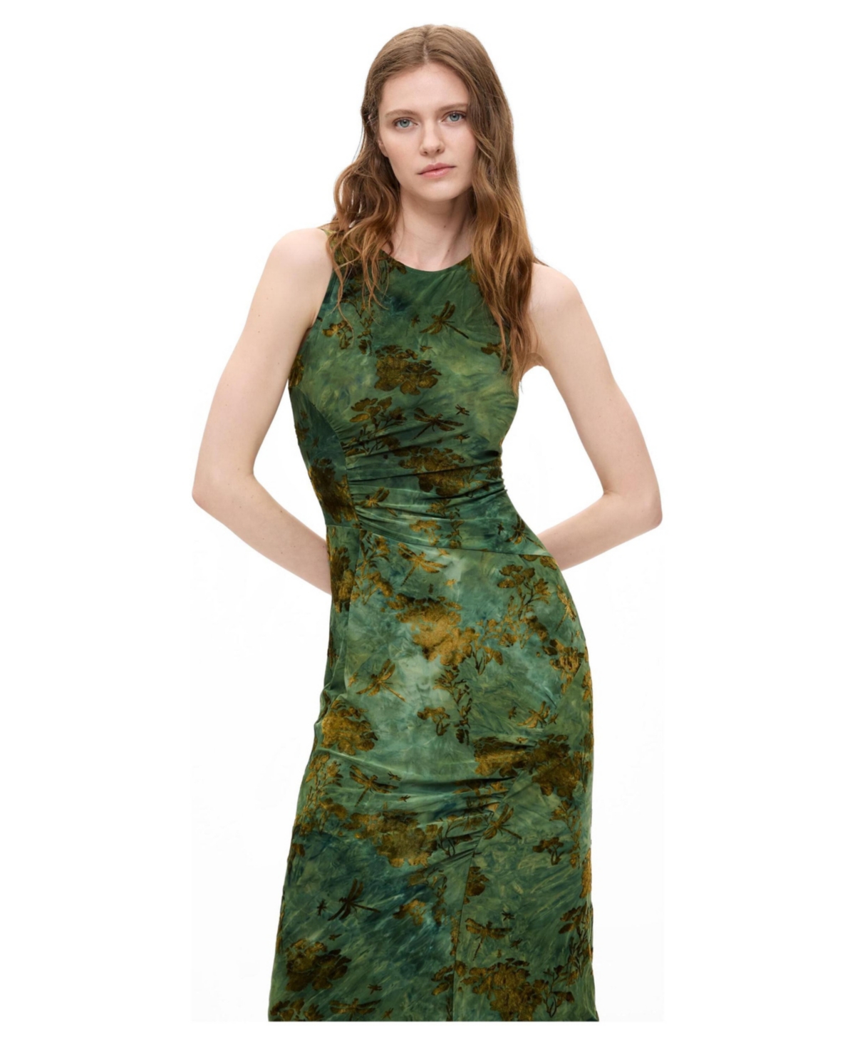 Desigual Women’s Fitted Flocked Midi Dress Desigual Women’s Fitted Flocked Midi Dress