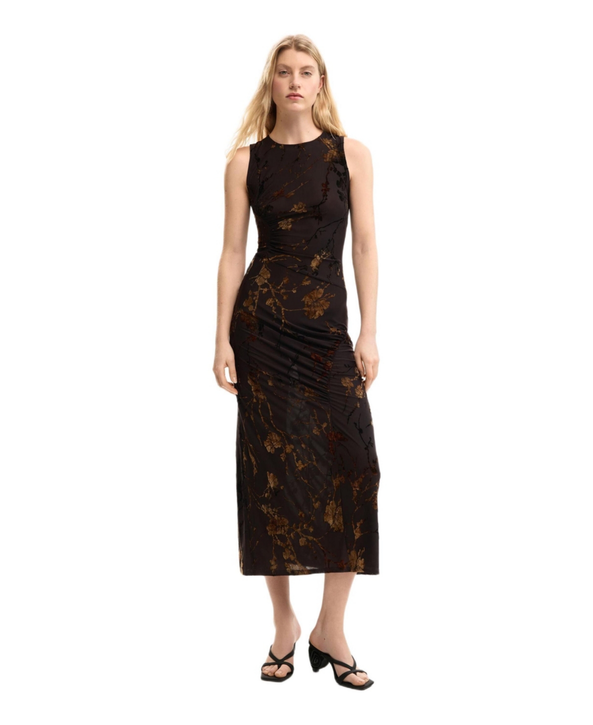 Desigual Women’s Flocked midi dress – Brown