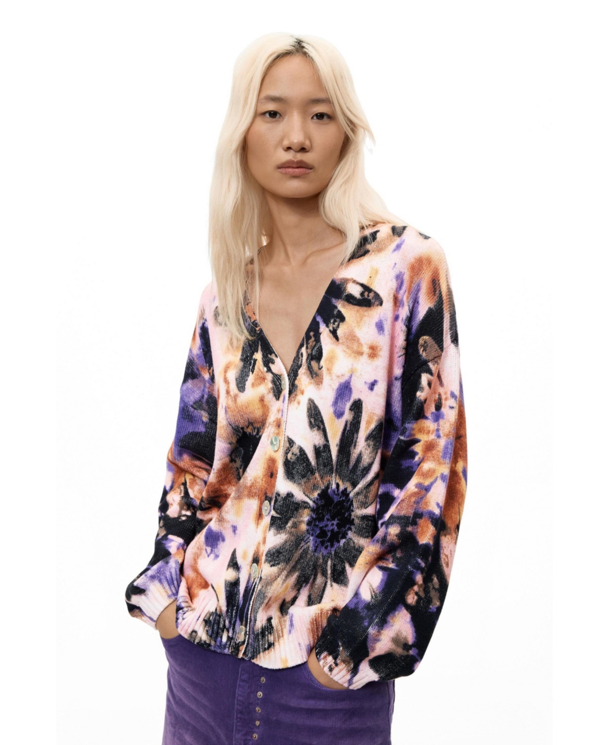 Desigual Women’s Floral-Print V-Neck Cardigan – Open Miscellaneous Desigual Women’s Floral-Print V-Neck Cardigan – Open Miscellaneous