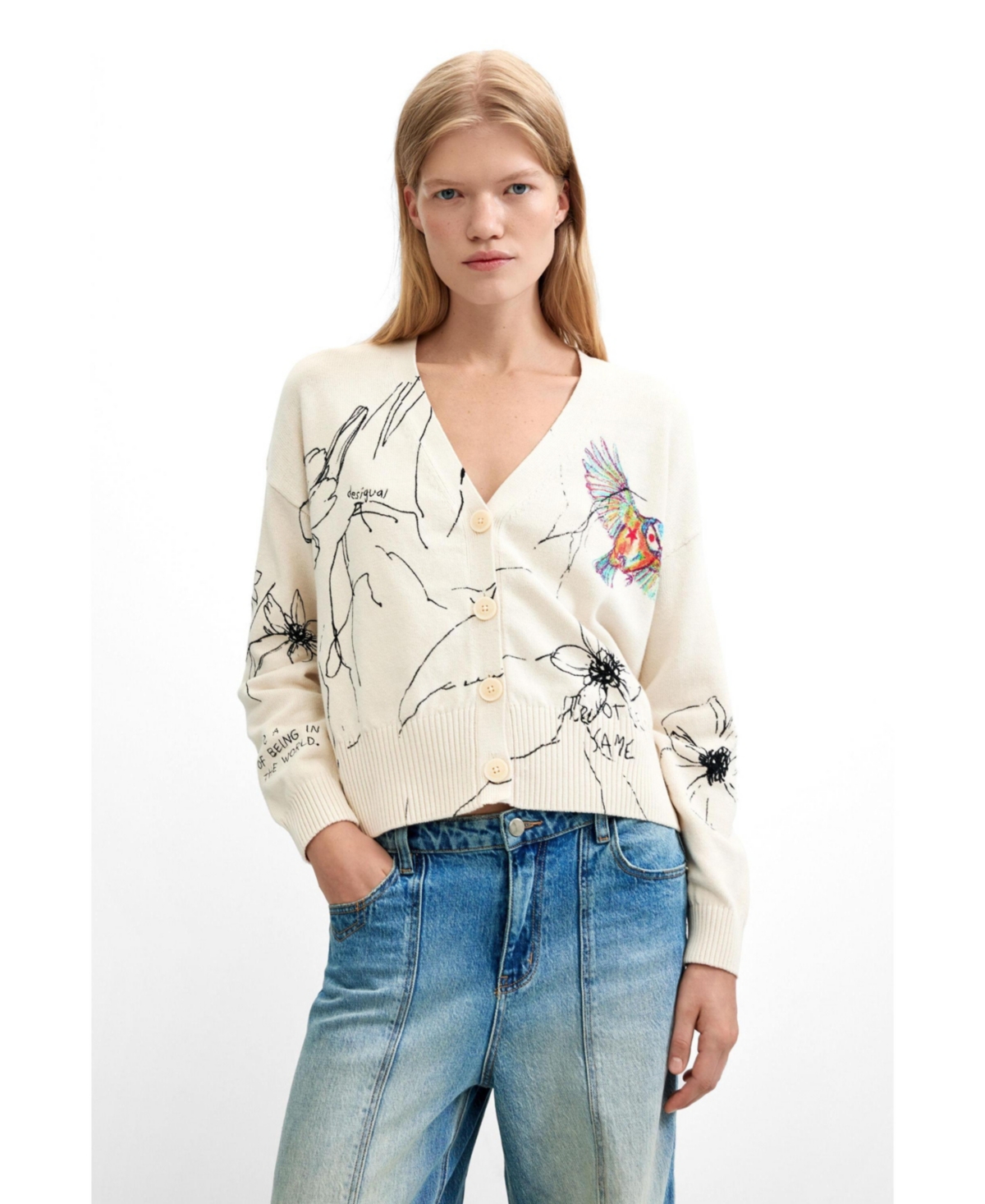 Desigual Women’s Floral print cardigan – Off white