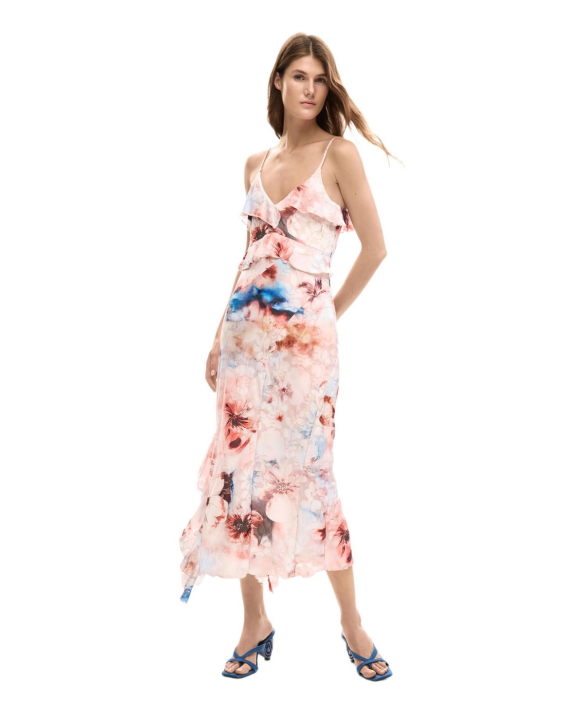 Desigual Women’s Floral ruffle dress – Light pink Desigual Women’s Floral ruffle dress – Light pink