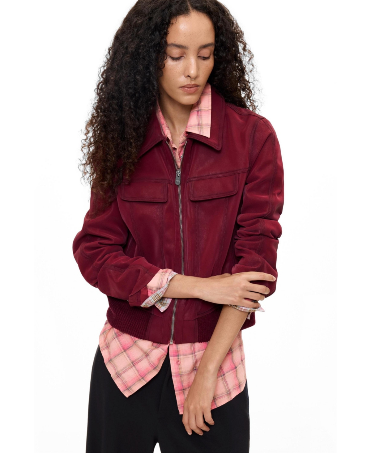 Desigual Women’s Jacket Leather Effect – Burgundy Desigual Women’s Jacket Leather Effect – Burgundy