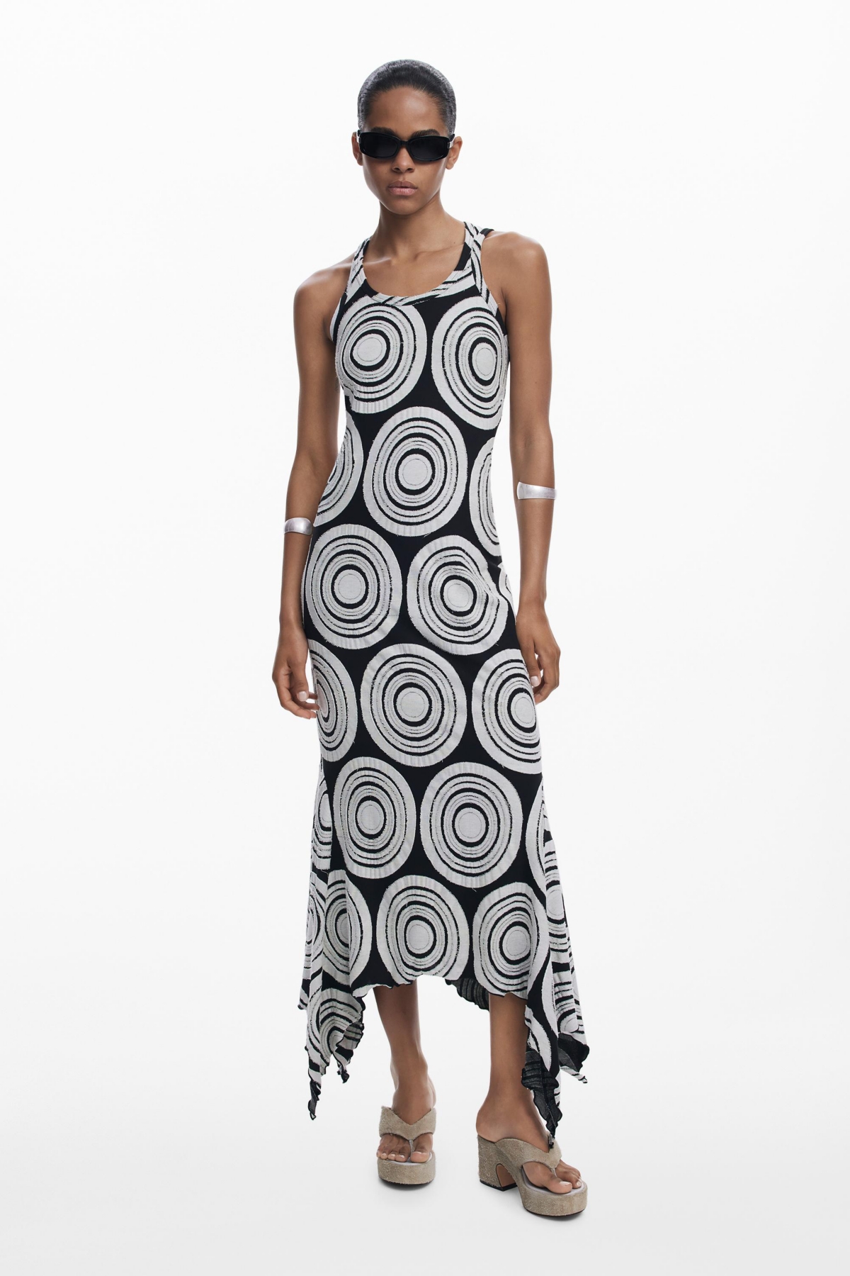 Desigual Women’s Long dress with circles – Black Desigual Women’s Long dress with circles – Black