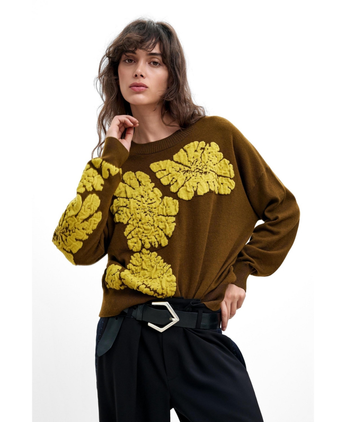 Desigual Women’s M. C. Lacroix Jacquard Floral Sweater – Light green Desigual Women’s M. C. Lacroix Jacquard Floral Sweater – Light green