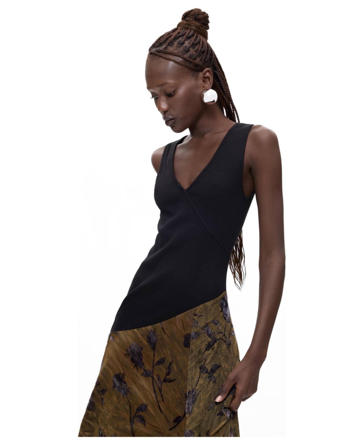 Desigual Women’s Midi Dress Combined flocked – Black Desigual Women’s Midi Dress Combined flocked – Black