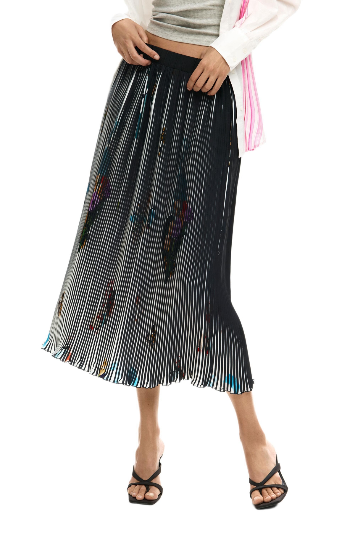 Desigual Women’s Midi arty texture skirt – Black