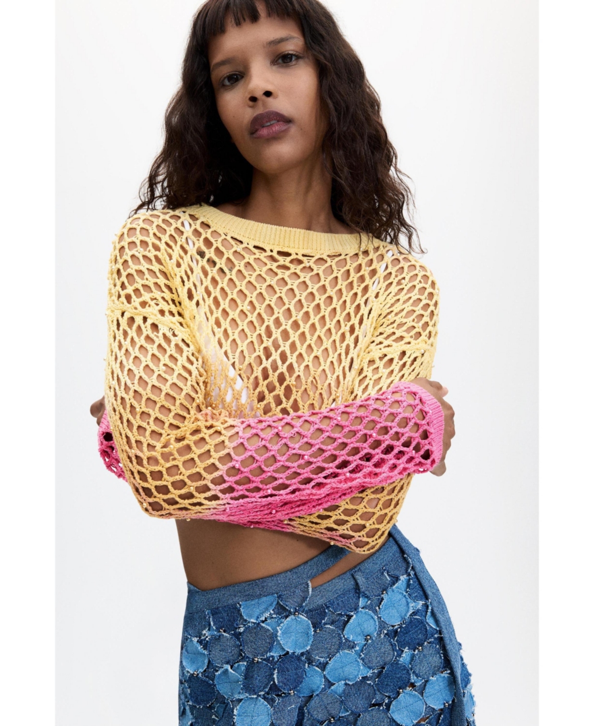 Desigual Women’s Openwork crochet sweater – Multi Desigual Women’s Openwork crochet sweater – Multi