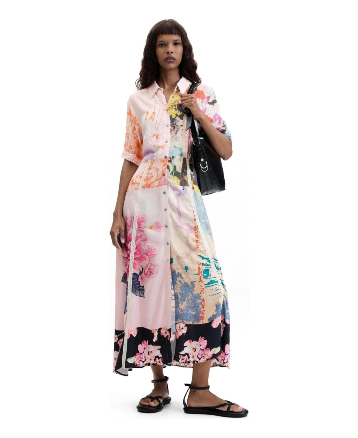 Desigual Women’s Printed Long Dress – Pink
