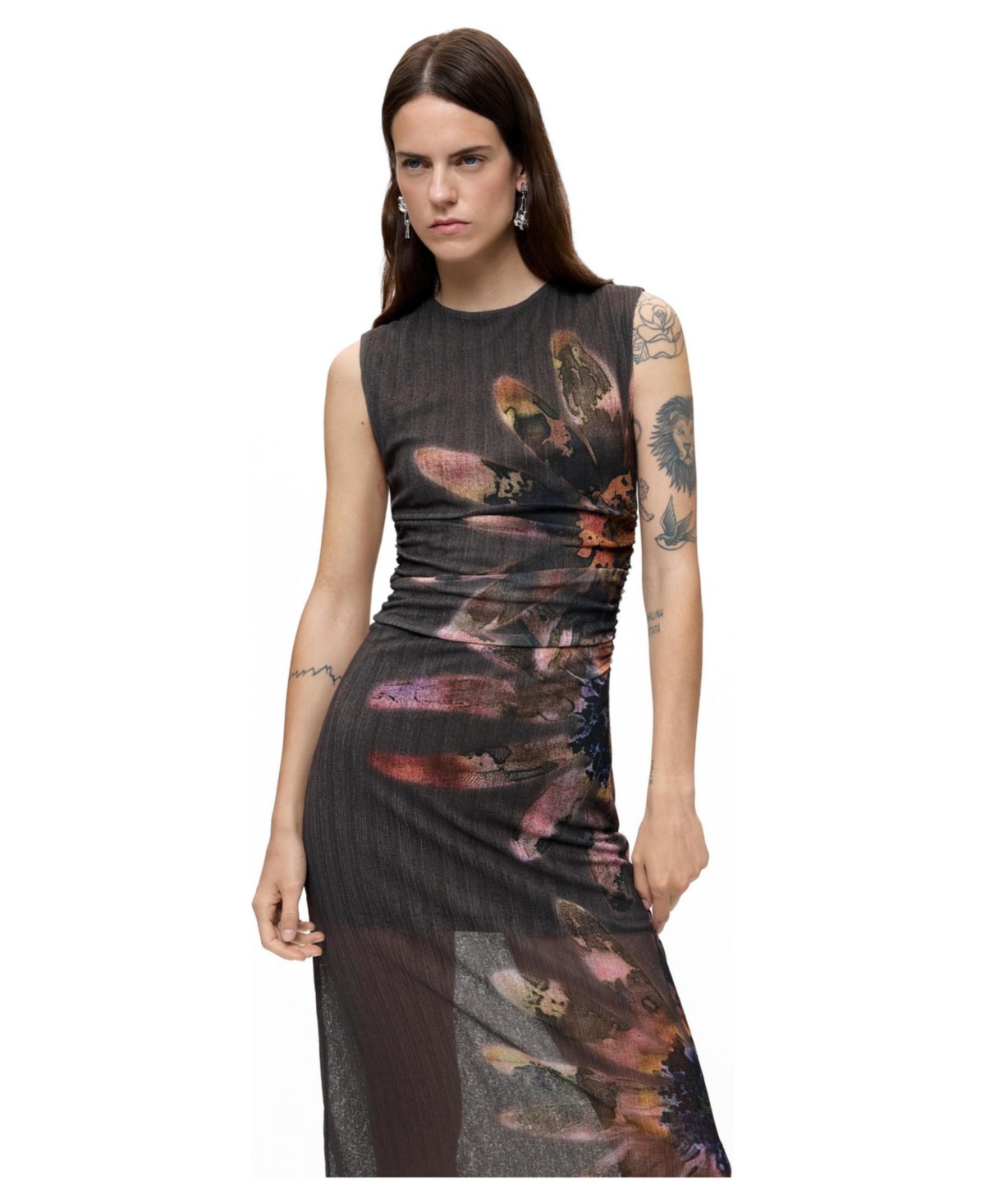 Desigual Women’s Printed knit dress – Gray