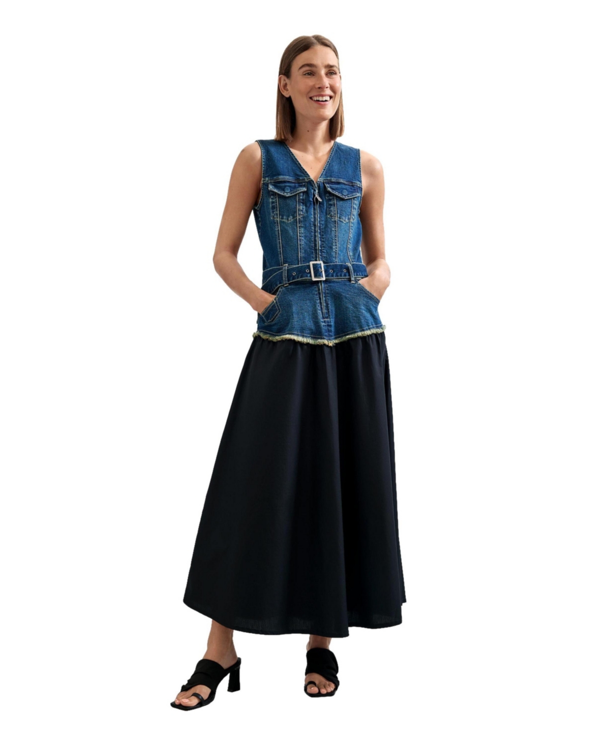 Desigual Women’s Sleeveless Denim Dress – Medium blue Desigual Women’s Sleeveless Denim Dress – Medium blue