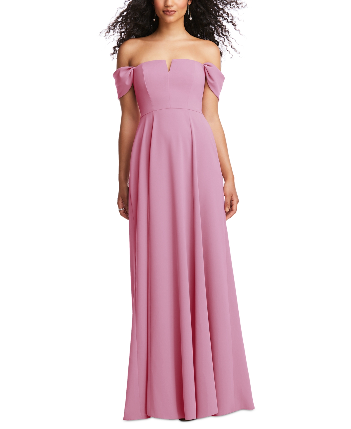 Dessy Collection Women’s Off-the-Shoulder Pleated Cap Sleeve A-line Maxi Dress – Powder pink Dessy Collection Women’s Off-the-Shoulder Pleated Cap Sleeve A-line Maxi Dress – Powder pink