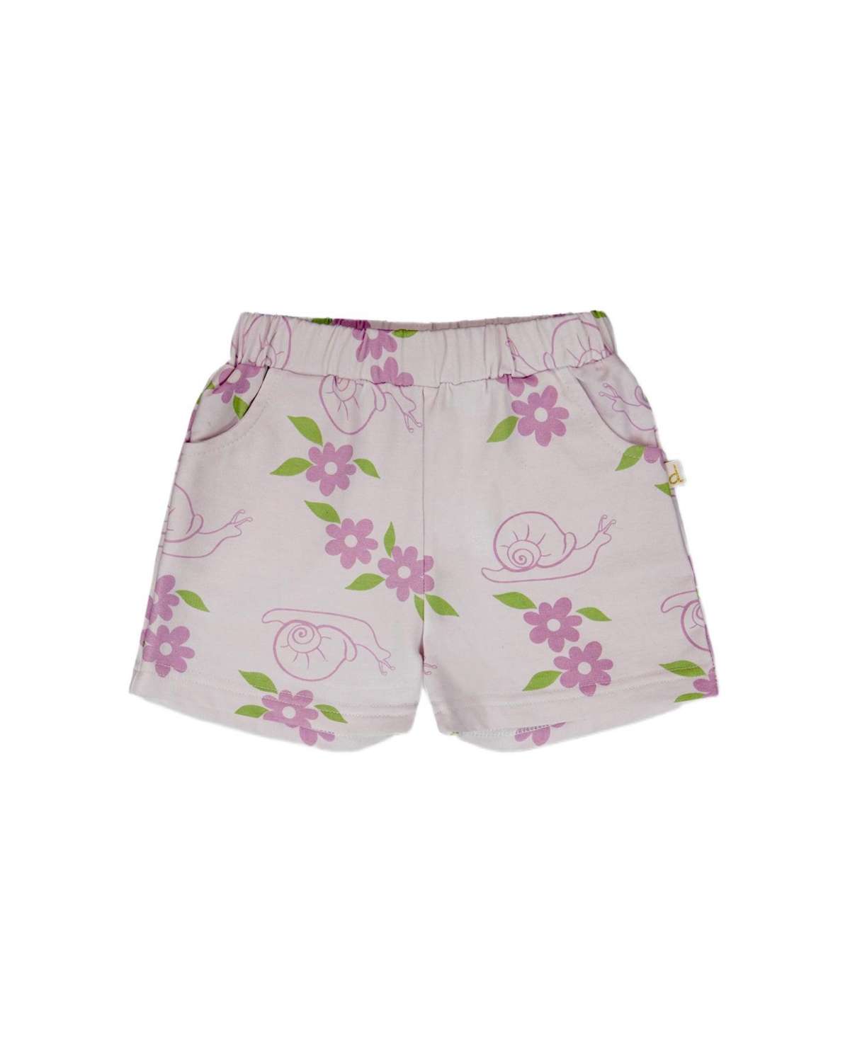 Deux par Deux Toddler Girls Striped Shorts – Lilac snails print Deux par Deux Toddler Girls Striped Shorts – Lilac snails print