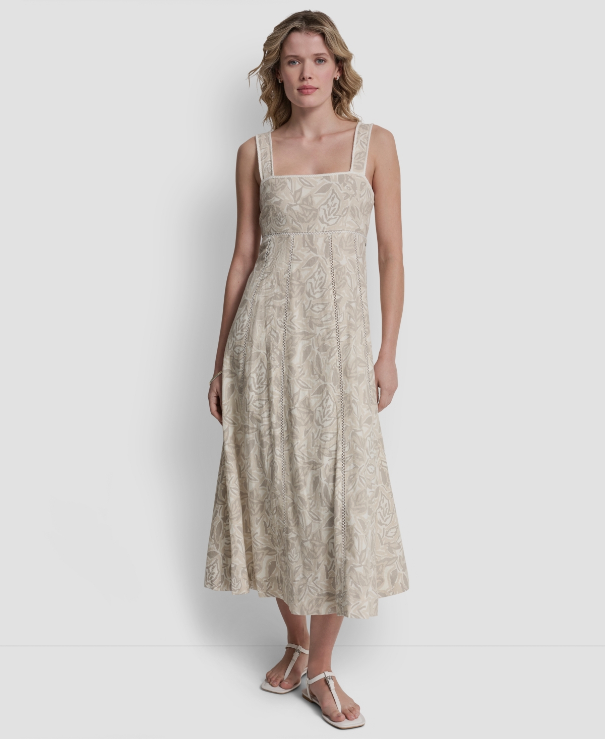 Dkny Jeans Women’s Seamed Tank Square Neck Dress – Cut Out Floral-pebble Dkny Jeans Women’s Seamed Tank Square Neck Dress – Cut Out Floral-pebble