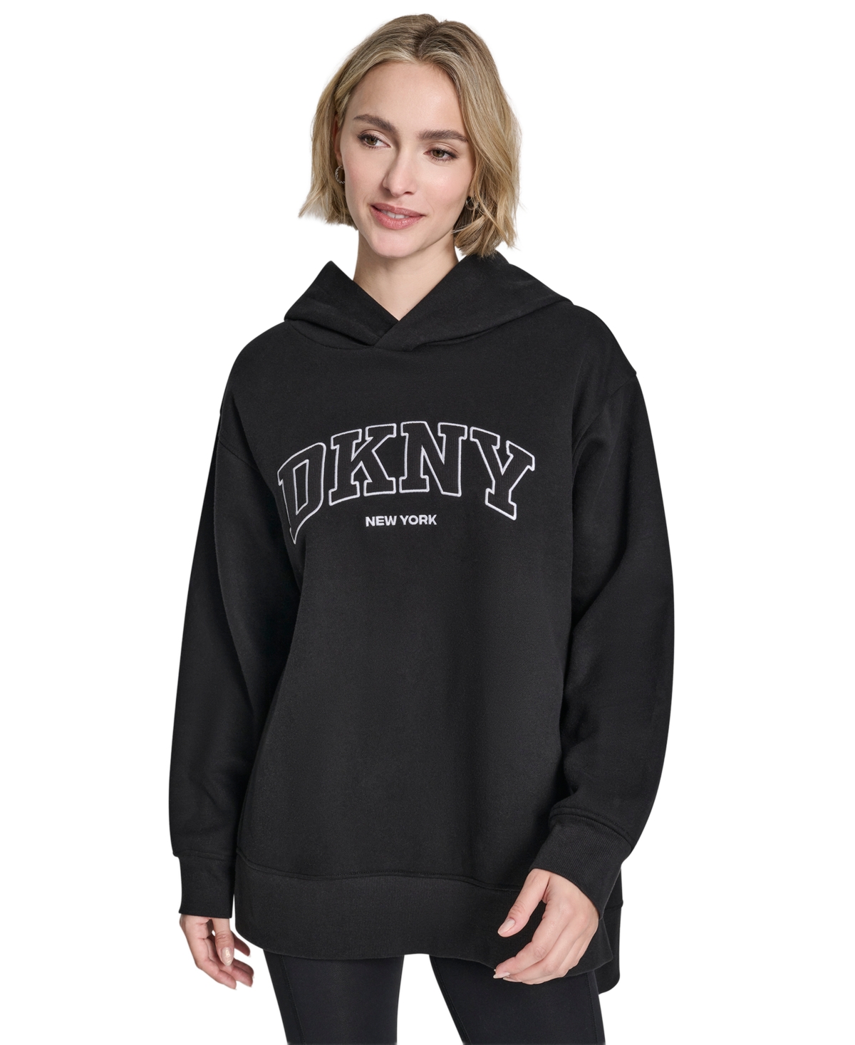 Dkny Sport Women’s 3D Puff Applique Varsity Logo Oversized Hoodie – Black Dkny Sport Women’s 3D Puff Applique Varsity Logo Oversized Hoodie – Black
