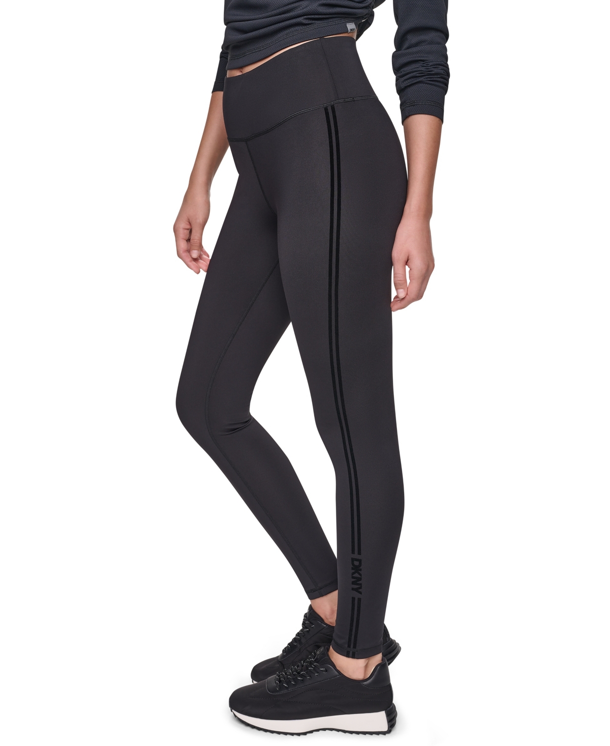 Dkny Sport Women’s Flocked Subtle Shine High-Waist 7/8 Legging – Black/black