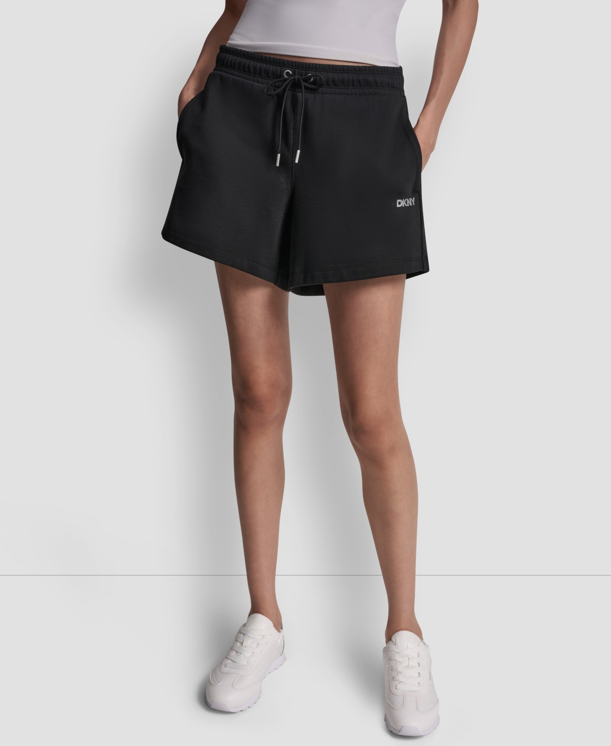 Dkny Sport Women’s Foil Logo Shorts – Black/Silver Dkny Sport Women’s Foil Logo Shorts – Black/Silver