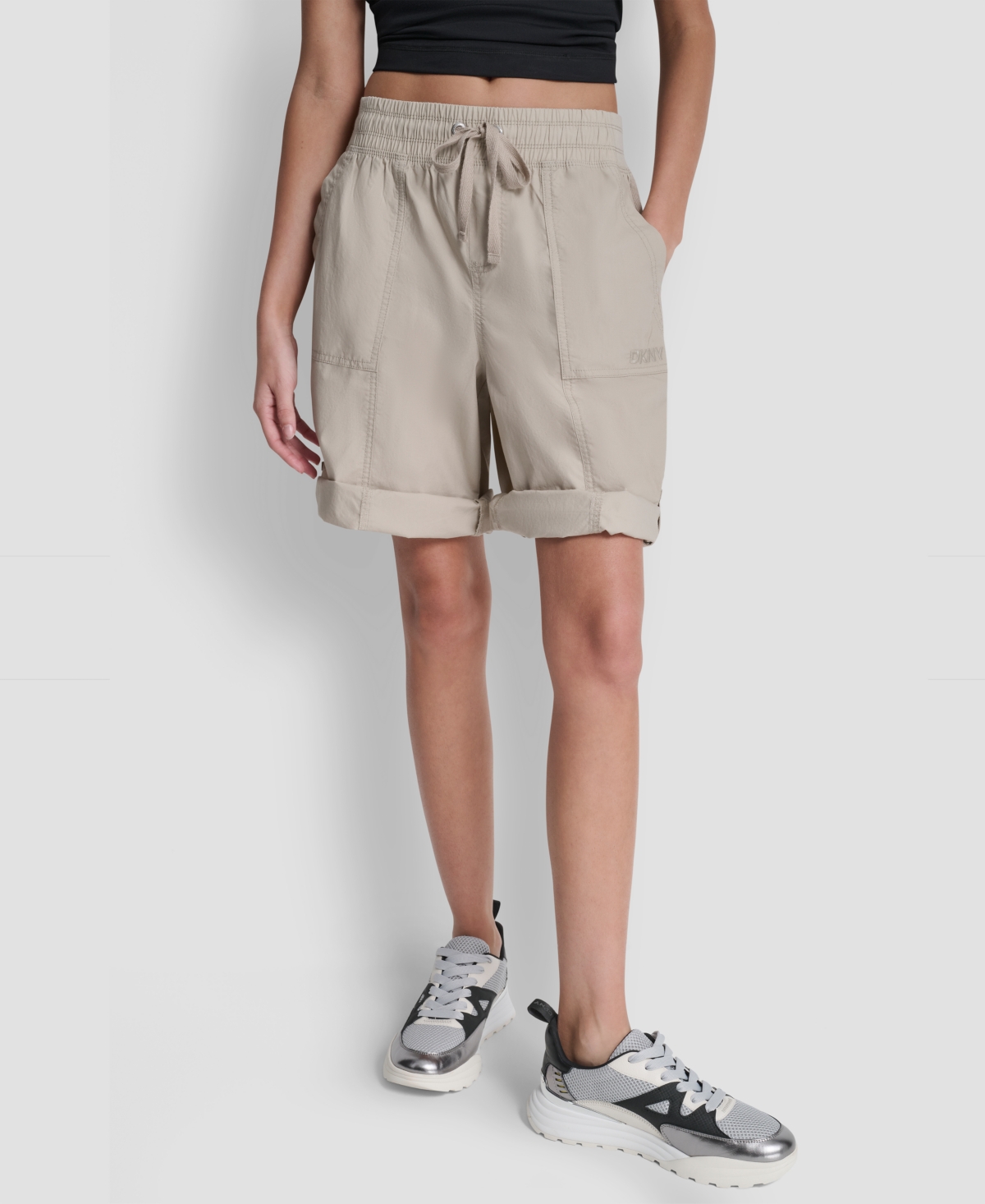Dkny Sport Women’s High-Rise Convertible Bermuda Shorts – Pebble Dkny Sport Women’s High-Rise Convertible Bermuda Shorts – Pebble