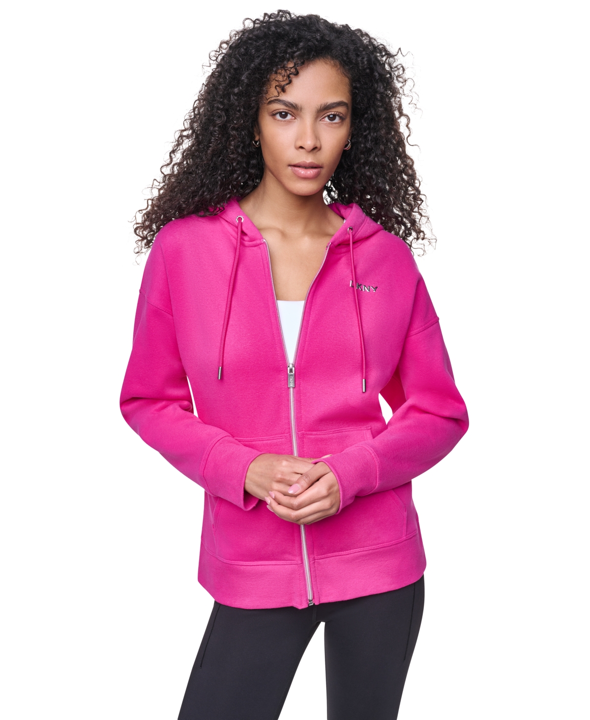 Dkny Sport Women’s Metallic Bubble Logo Full-Zip Hoodie – Festive Pink Dkny Sport Women’s Metallic Bubble Logo Full-Zip Hoodie – Festive Pink