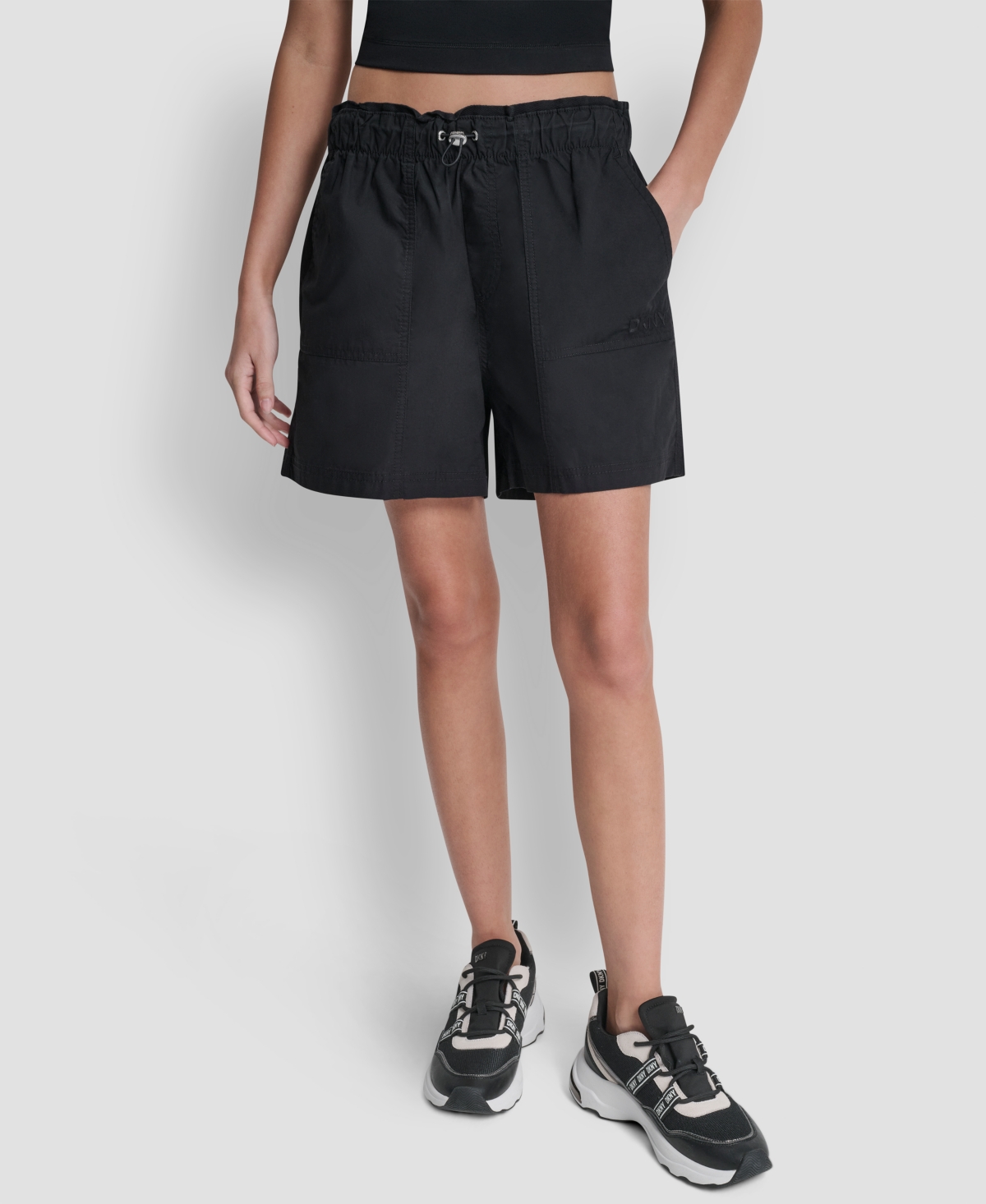 Dkny Sport Women’s Mid-Rise Bungee Waist Shorts – Black Dkny Sport Women’s Mid-Rise Bungee Waist Shorts – Black