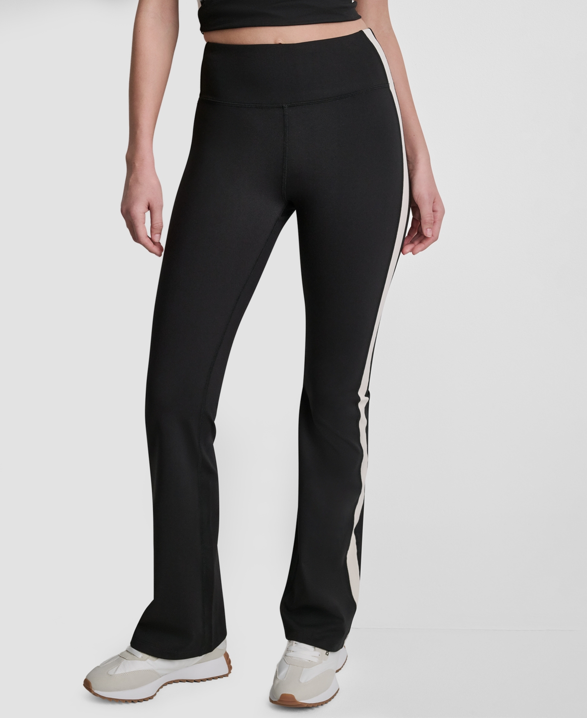 Dkny Sport Women’s Side-Stripe High-Rise Flared Leggings – Black/Eggnog Dkny Sport Women’s Side-Stripe High-Rise Flared Leggings – Black/Eggnog