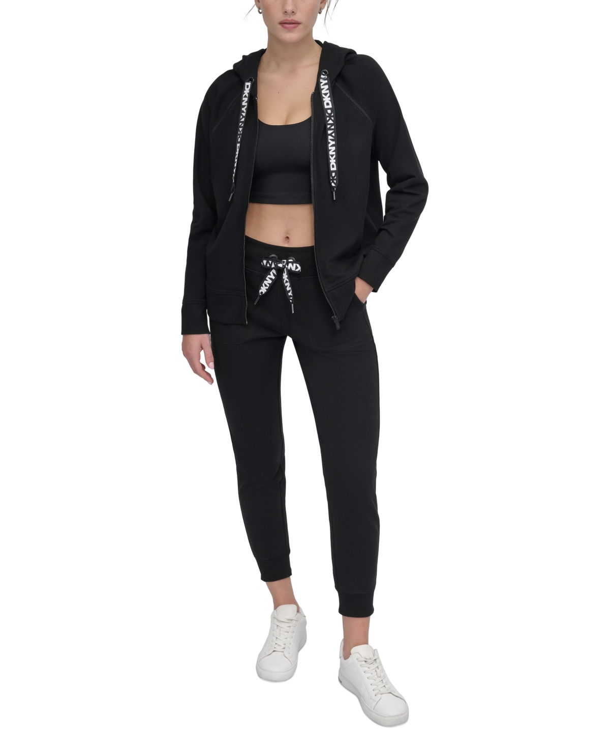 Dkny Sport Women’s Two-Tone Zip-Front Long-Sleeve Hoodie – Black Dkny Sport Women’s Two-Tone Zip-Front Long-Sleeve Hoodie – Black