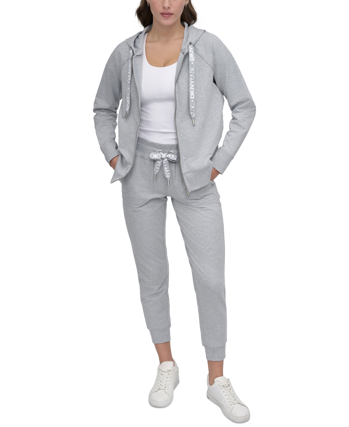Dkny Sport Women’s Two-Tone Zip-Front Long-Sleeve Hoodie – Pearl Heather Dkny Sport Women’s Two-Tone Zip-Front Long-Sleeve Hoodie – Pearl Heather