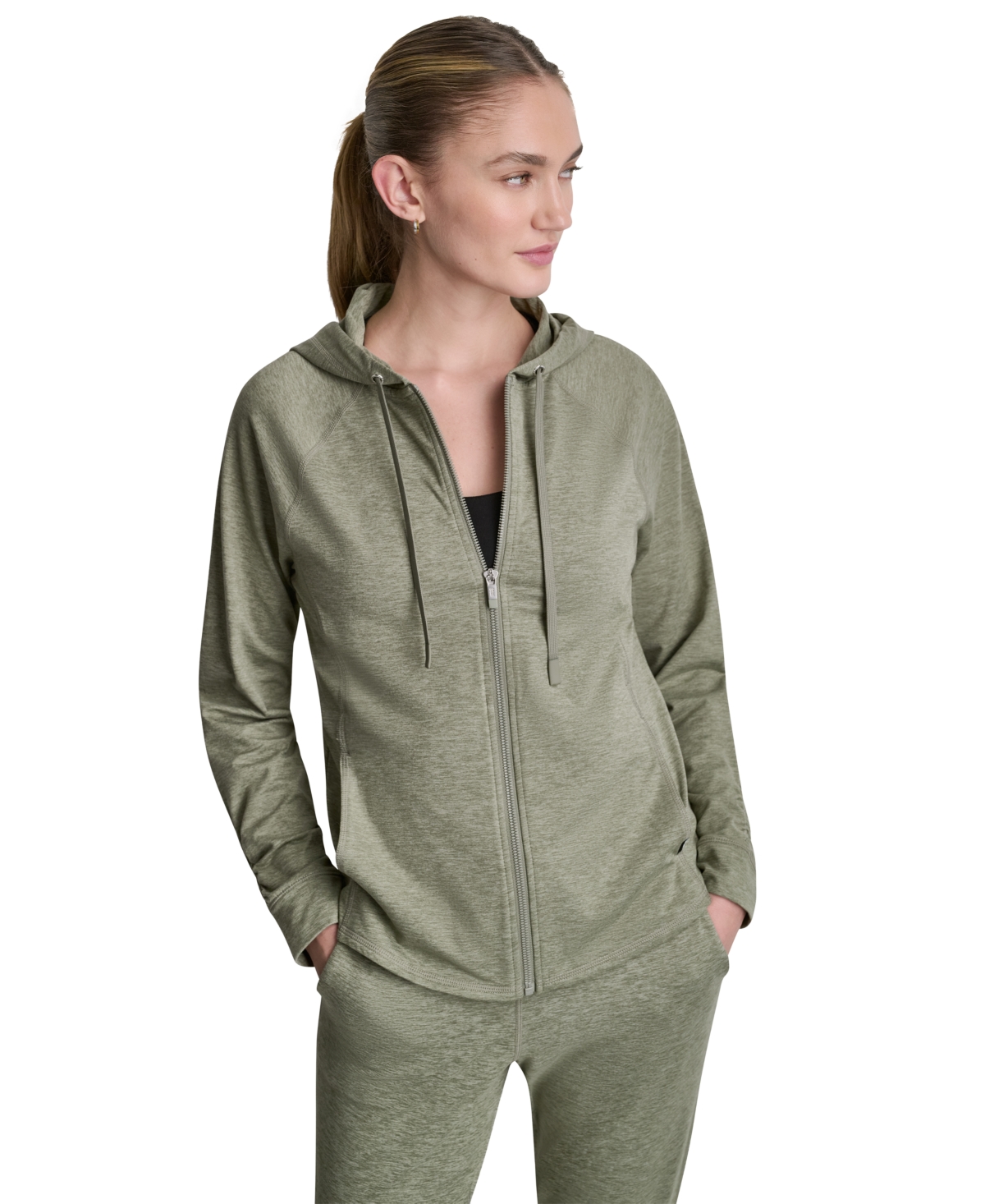Dkny Women’s Full-Zip Long-Sleeve Hoodie – Bay Leaf Spacedye Dkny Women’s Full-Zip Long-Sleeve Hoodie – Bay Leaf Spacedye