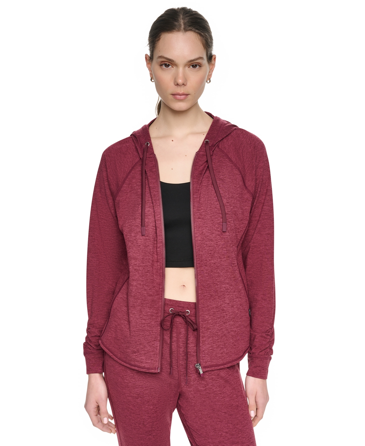 Dkny Women’s Full-Zip Long-Sleeve Hoodie – Claret Spacedye Dkny Women’s Full-Zip Long-Sleeve Hoodie – Claret Spacedye