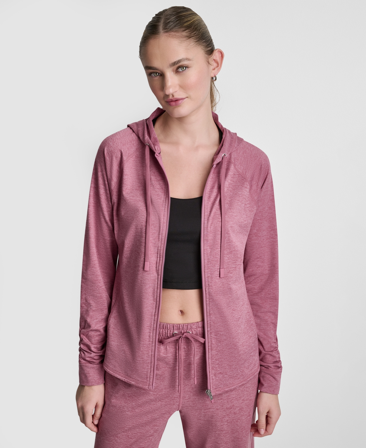 Dkny Women’s Full-Zip Long-Sleeve Hoodie – Mesa Rose Spacedye