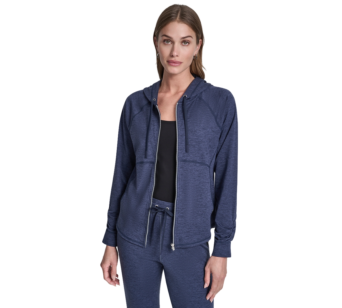 Dkny Women’s Full-Zip Long-Sleeve Hoodie – Peacoat Spacedye Dkny Women’s Full-Zip Long-Sleeve Hoodie – Peacoat Spacedye