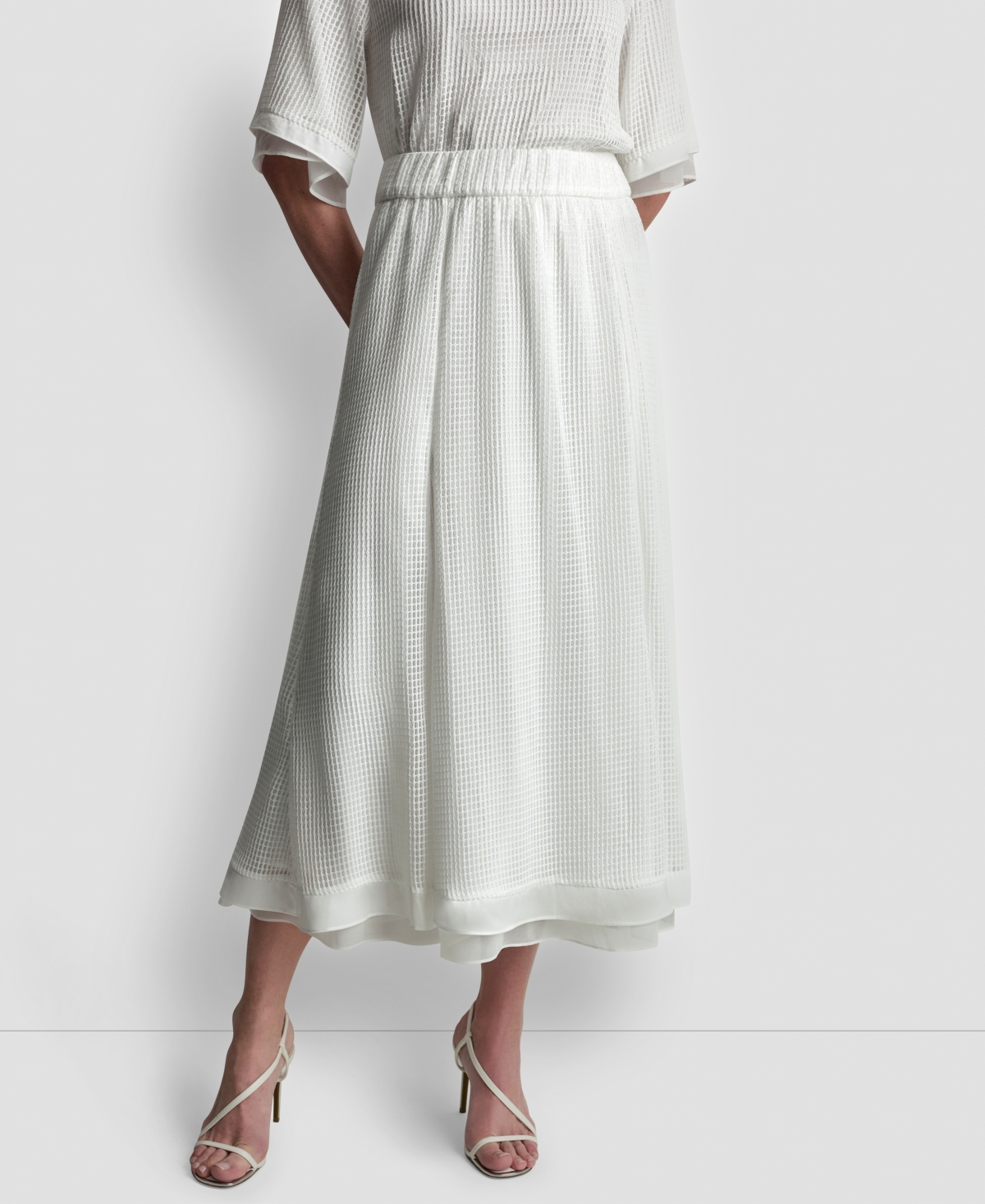 Dkny Women’s Layered Window Pane Ankle Skirt – Ivory Dkny Women’s Layered Window Pane Ankle Skirt – Ivory