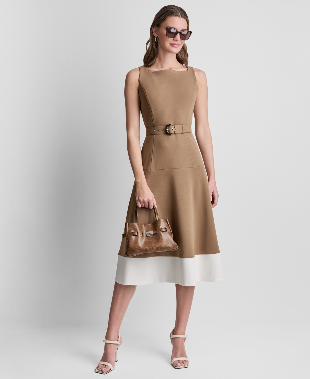 Dkny Women’s Sleeveless Midi Dress – Coco Crème/Ivory Dkny Women’s Sleeveless Midi Dress – Coco Crème/Ivory