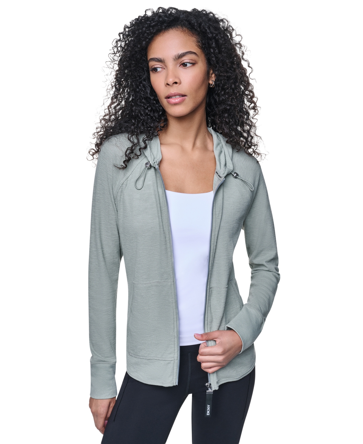 Dkny Women’s Sport Zip-Front Hoodie Jacket – Bay Leaf