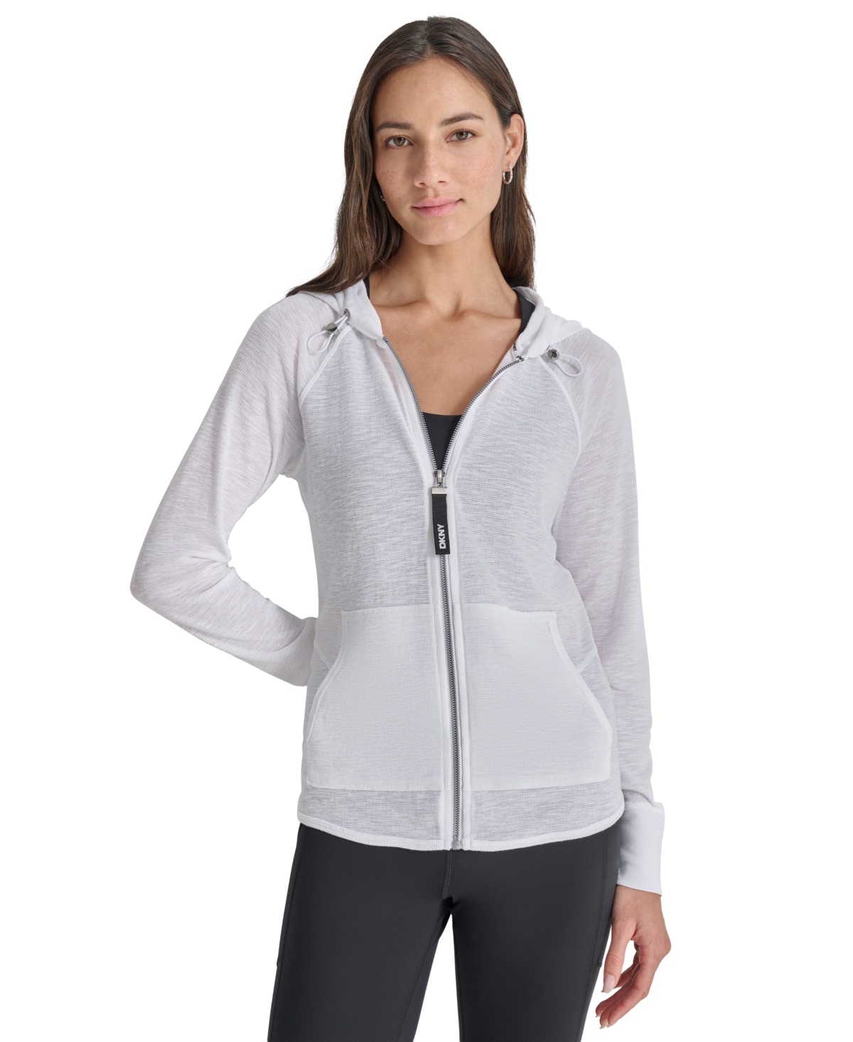 Dkny Women’s Sport Zip-Front Hoodie Jacket – White Dkny Women’s Sport Zip-Front Hoodie Jacket – White