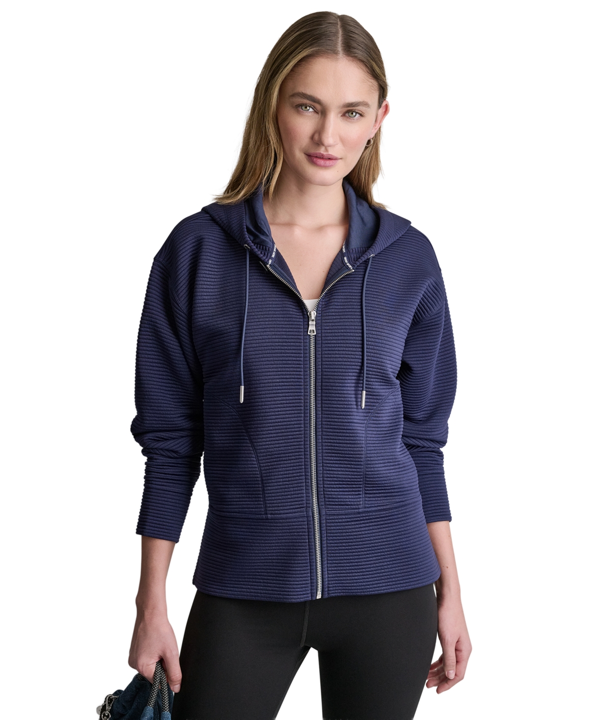 Dkny Women’s Tech Ottoman Full-Zip Hoodie – Peacoat Dkny Women’s Tech Ottoman Full-Zip Hoodie – Peacoat